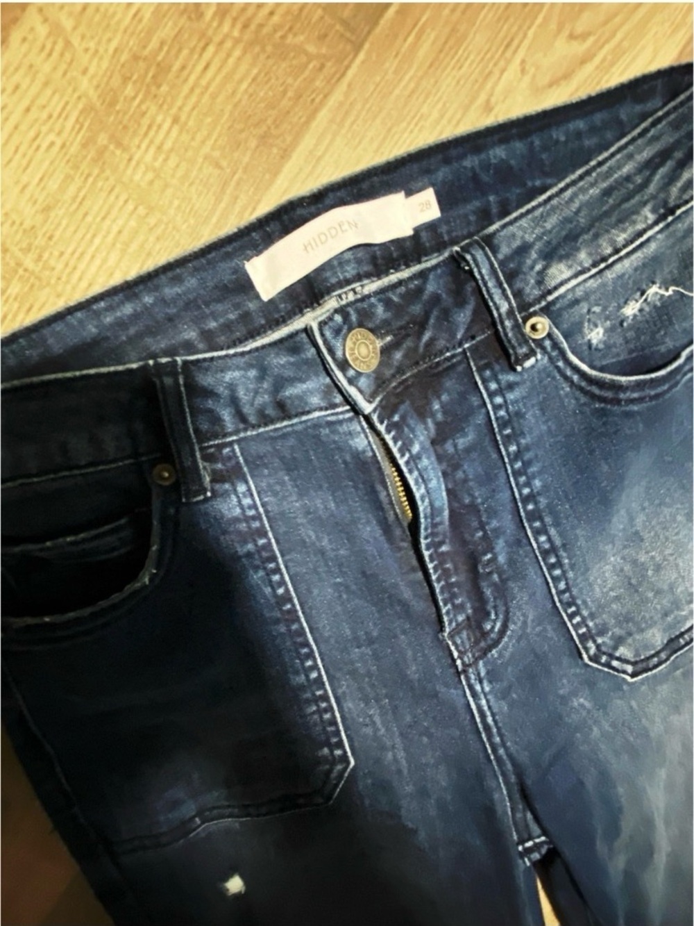 BUCKLE Hidden Brand Ripped High Rise Dark Wash Flare Jeans Size 28 - Picture 5 of 7